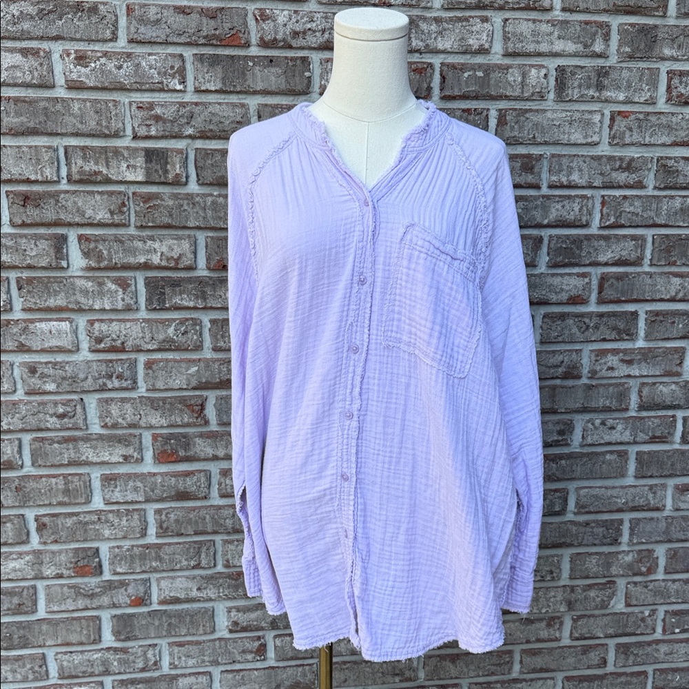 Aerie Lavender Button-Up Shirt